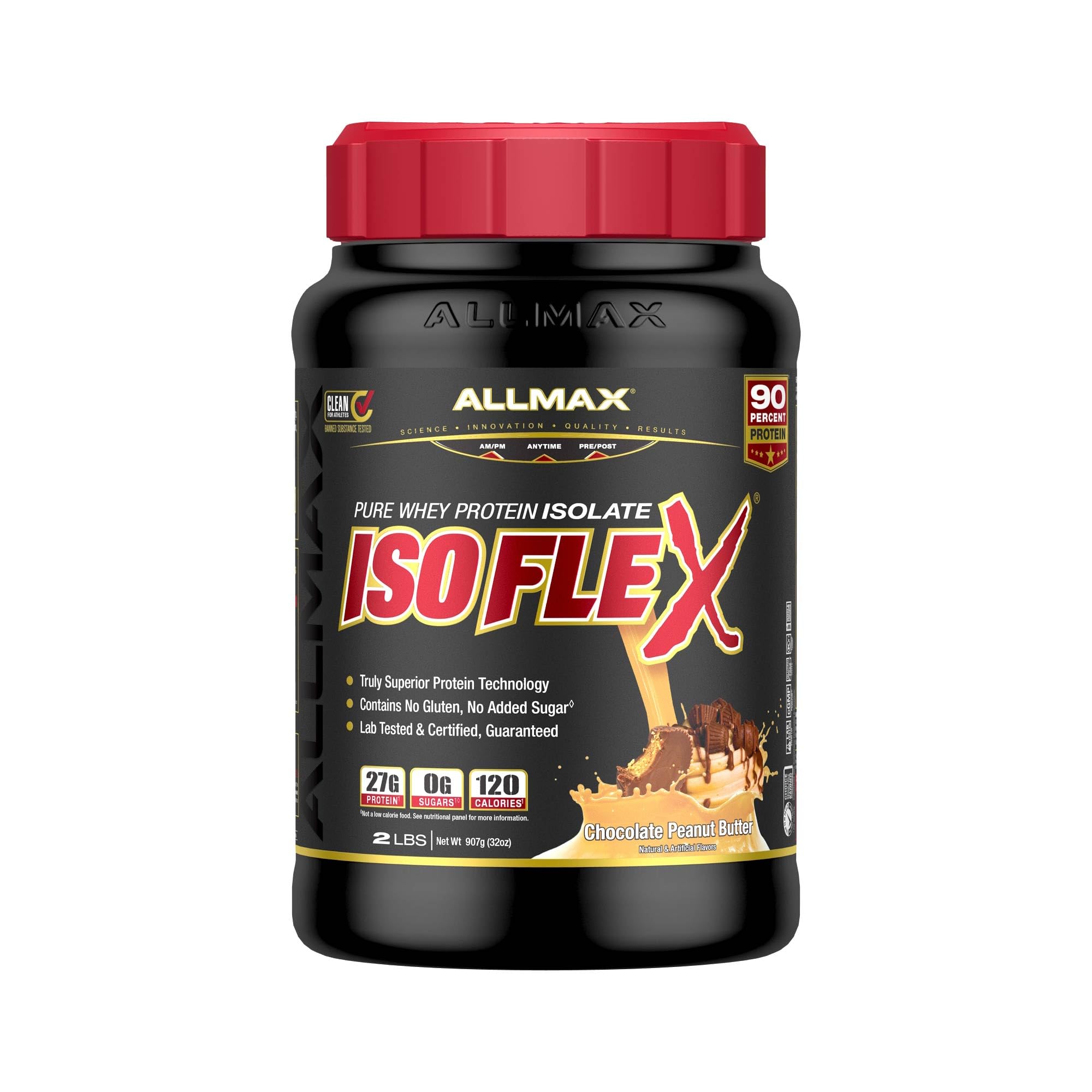 ALLMAX Nutrition, Isoflex, Pure Whey Protein Isolate (WPI Ion-Charged Particle Filtration), Chocolate Peanut Butter, 2 lbs (907 g)