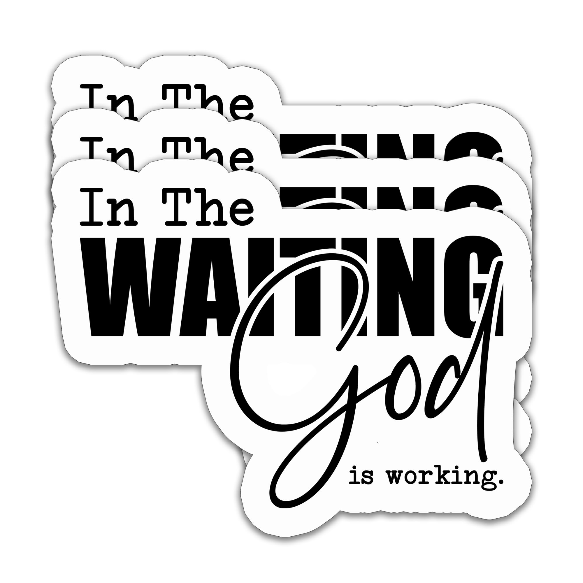 (3PCS) Christian Bible Verse Stickers – in The Waiting God is Working – Inspirational Religious Faith Waterproof Vinyl Decals for Water Bottles,