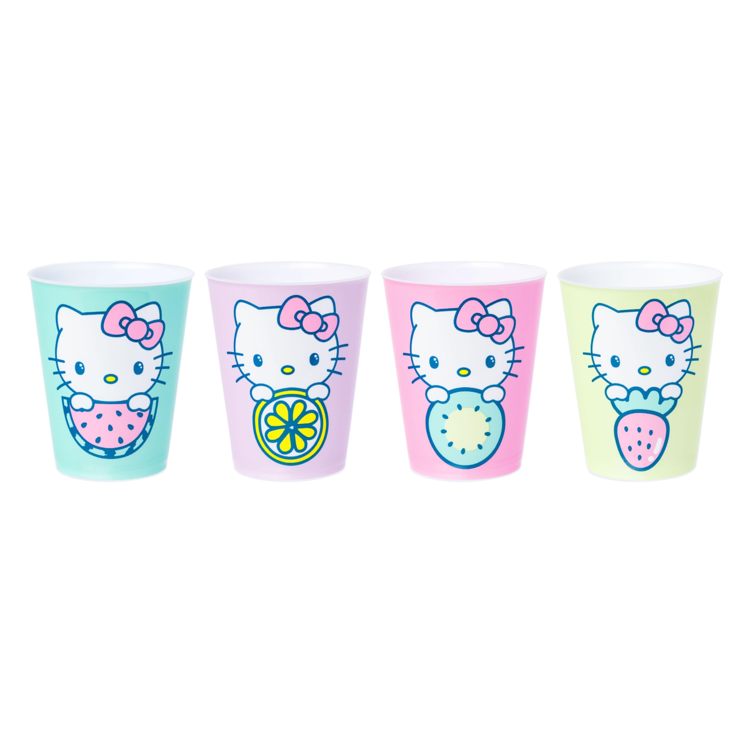 Silver Buffalo Sanrio Hello Kitty Solo, 4 Pack Mini Plastic Cup Set, 1.5oz