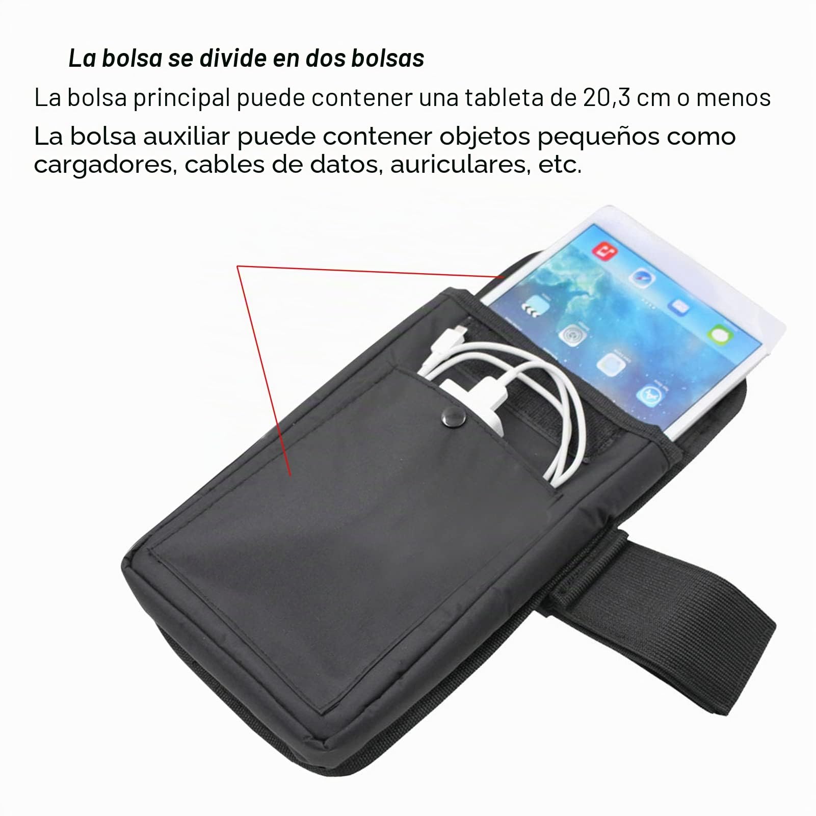 Funda Para Tableta De 8 ", Diseño Anticaída, Bolsa Para Tableta Con Bolsillos De Almacenamiento, Cinturón Elástico Ajustable, Funda De Transporte Para Tableta, Correa Para La Cintura