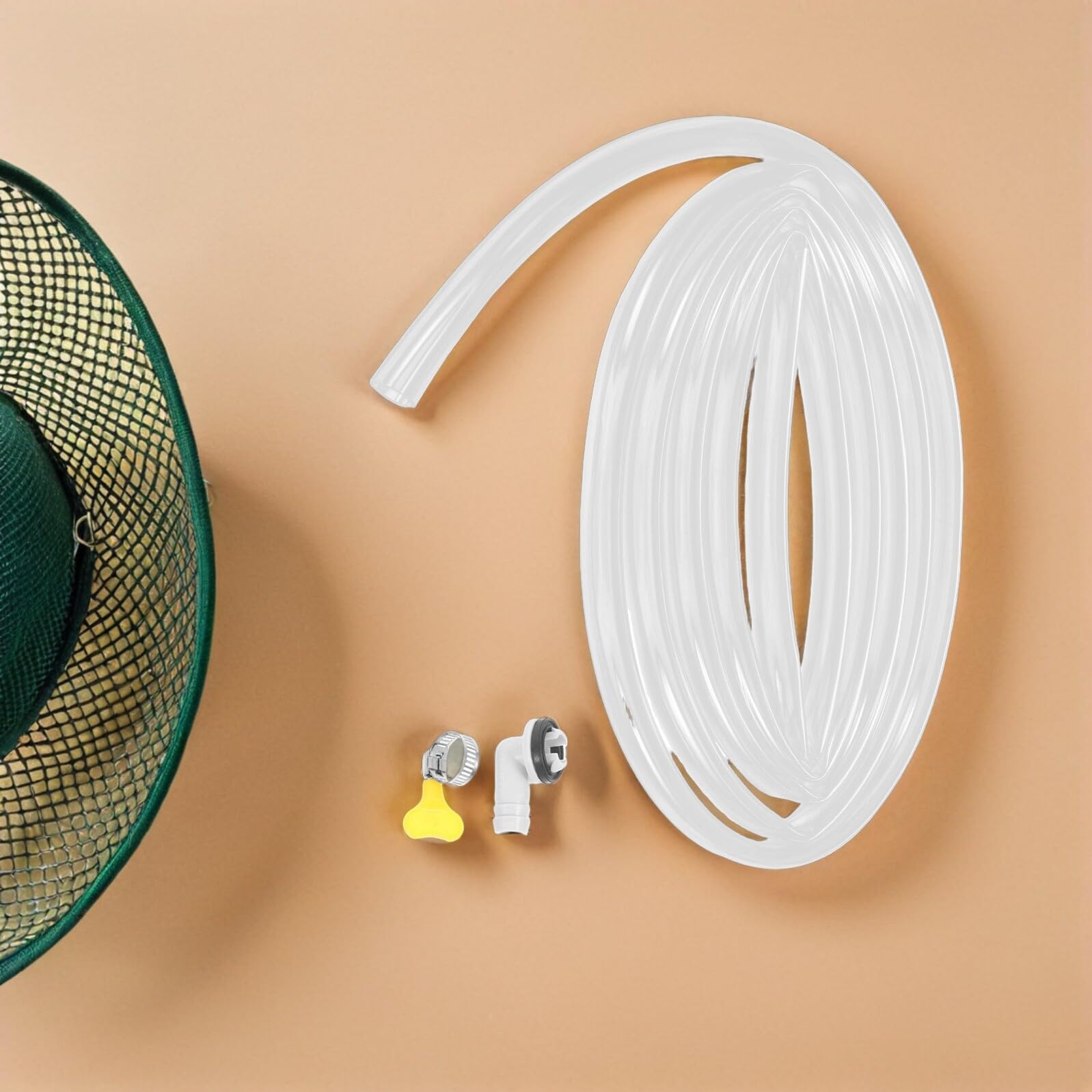 Tubo Scarico Condensa Condizionatore 2pezzi 10ft con Raccordo | Atmosfera Estiva, Pvc e Acciaio Inossidabile, Adattatore di Scarico per Unità Domestiche e Scarico Esterno
