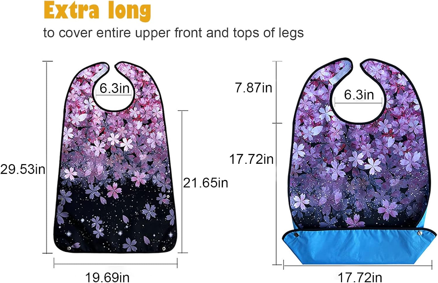 VOPHIA Adult Bibs for Women Washable Bib Reusable Waterproof Clothing Protector with Optional Crumb Catcher