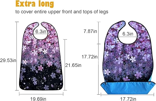 Miniatura 3 de VOPHIA Baberos para adultos para mujeres, babero lavable reutilizable, protector de ropa impermeable con recogedor de migas opcional