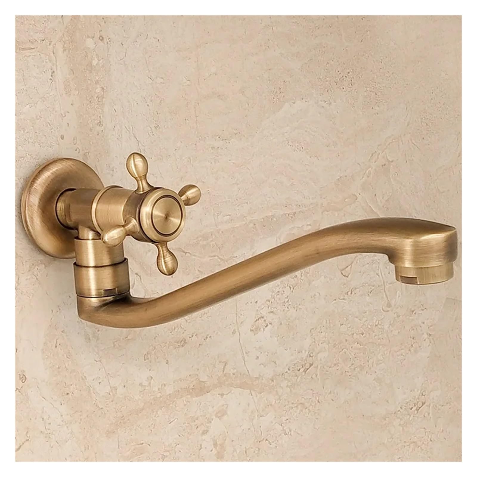 Grifo de cocina Grifo mezclador de cocina, Grifo de piscina con fregona for exteriores de pared de un solo Facuet frío, grifo de fregadero de cocina de pared de bronce Antqiue giratorio para cocina, b