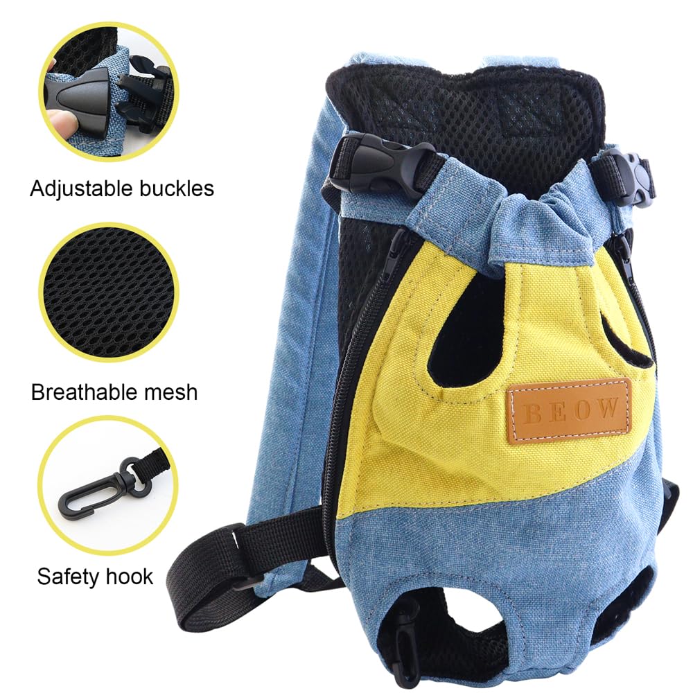 Mochila transportadora para mascotas, mochila ajustable con patas hacia fuera, transportador de pecho fácil de ajustar para perros pequeños, gatos y cachorros