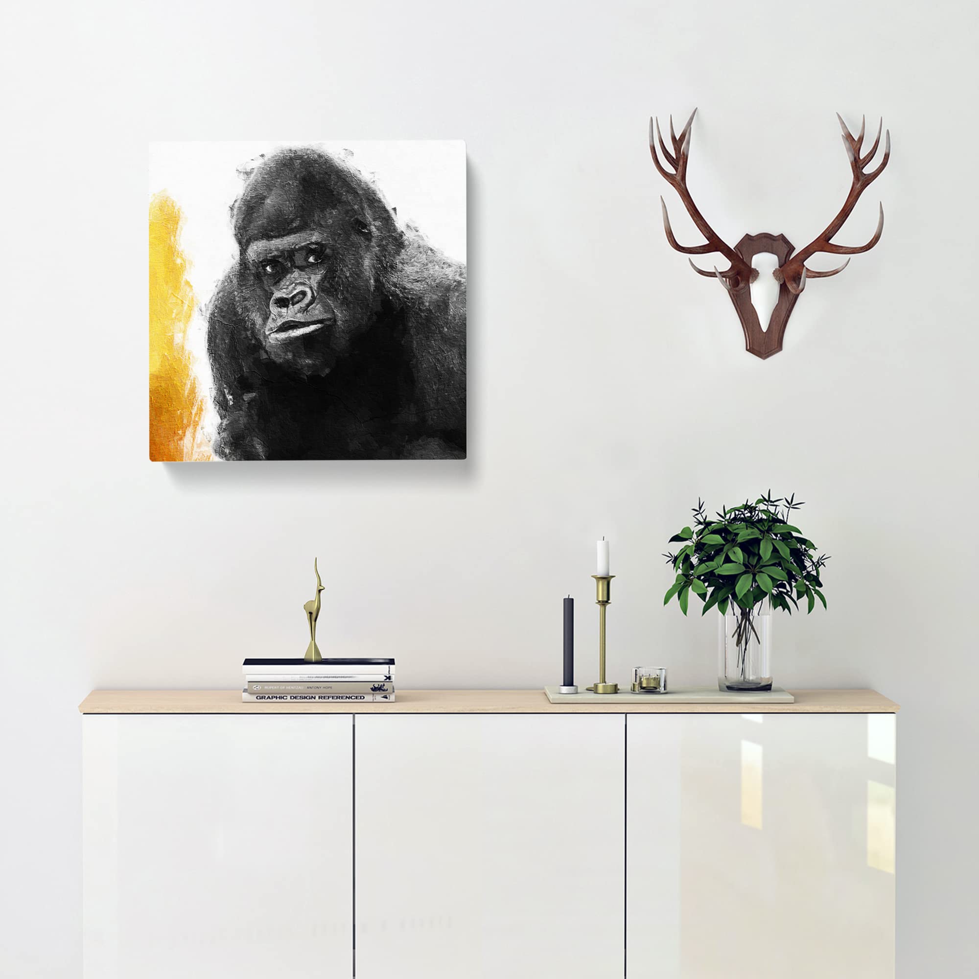 Silverback Gorilla with Golden Flash Canvas Print, Mixed, 35L x 35W cm - Image 2