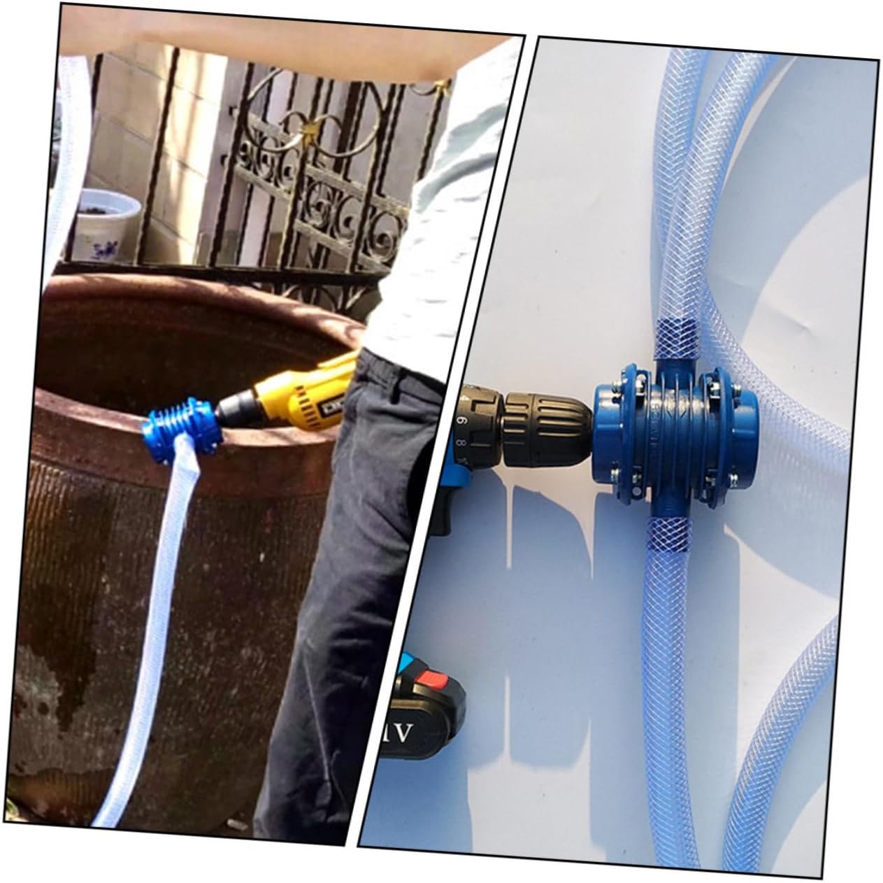 Mini Self-priming Water Pump for Household Use Drill-powered Portable Plastic Utility Pump for Water Transfer and Pond Drainage