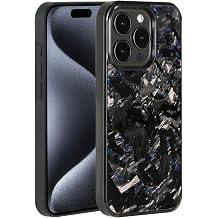 Grip Series for iPhone 15 Pro Case with Real Forged Carbon Fiber, Grippy Edges Design, Works with Qi-Certified Chargers, Compatible with iPhone 15 Pro, Glossy Black/Blue