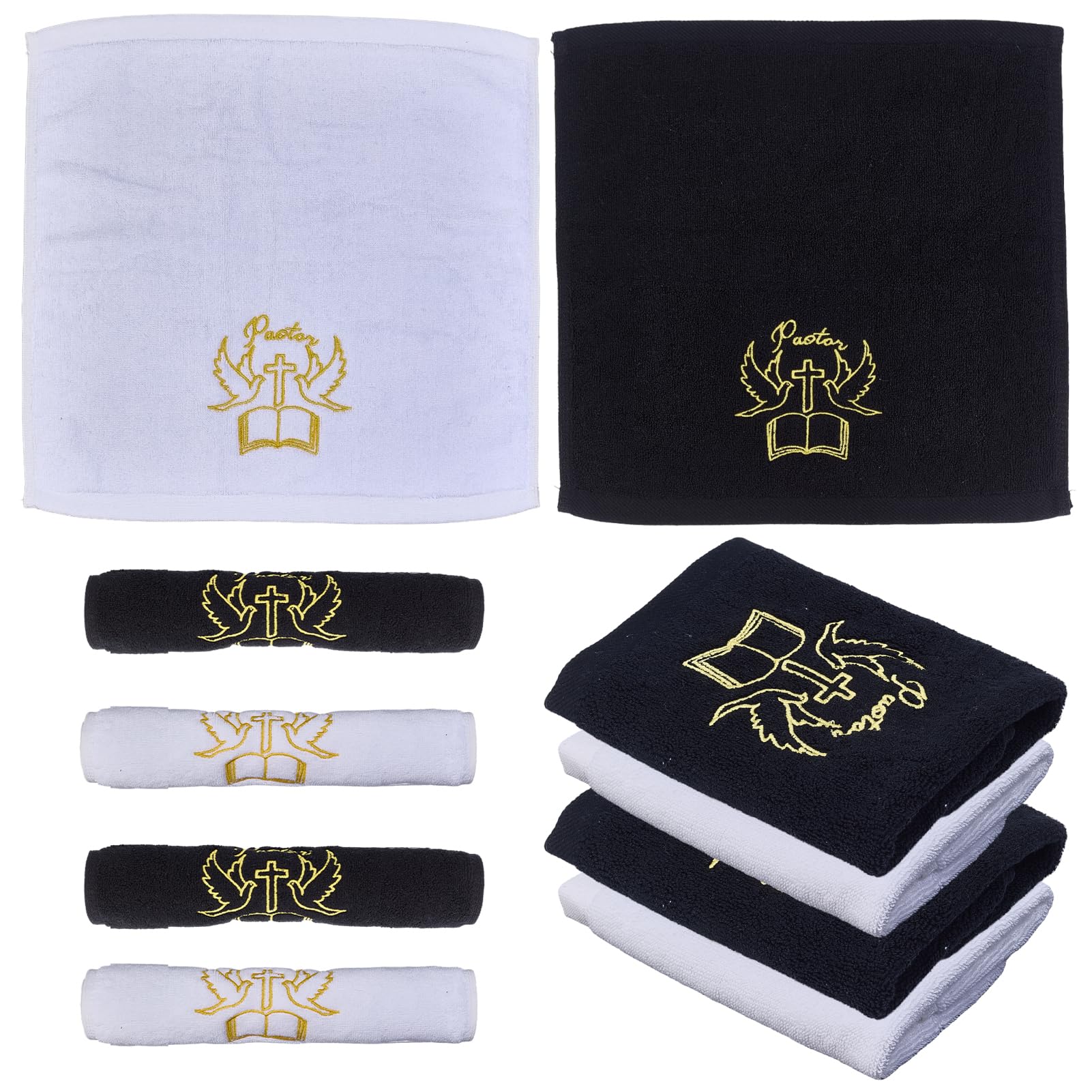 Juego de toallas cristianas NICENEEDED de 4 piezas para mano con diseño bordado de cruz