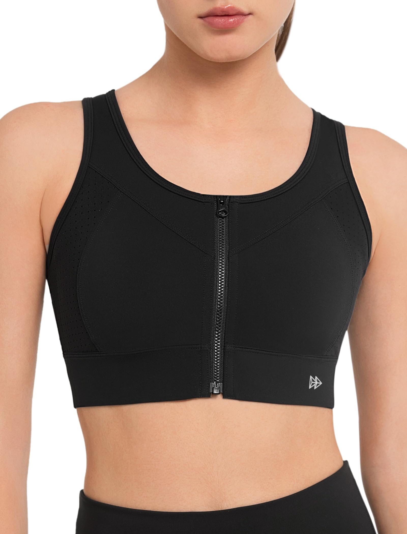 Yvette Sujetadores deportivos con cremallera frontal para mujer, de alto apoyo, busto grande, malla de espalda cruzada, brasier deportivo de alto impacto, para correr y entrenar