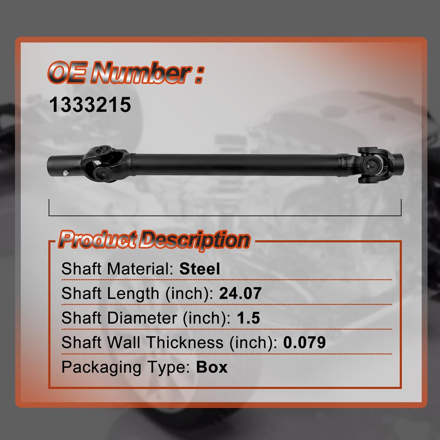 Front Drive Shaft Propshaft Assembly, Fit for Polaris RZR 900 2015-2019, Fit for Polaris RZR S 1000 2020, OE 1333215