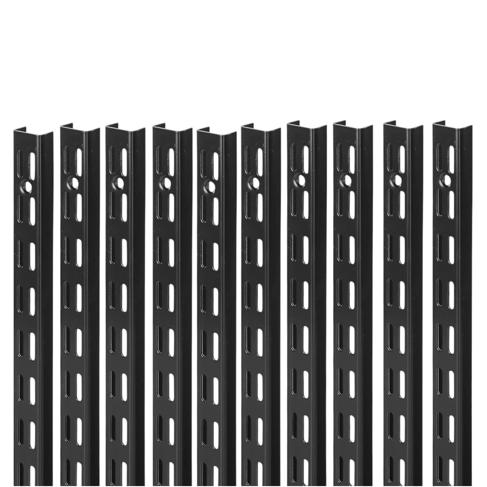 Shoplines Supplies 10 Pack 100cm Twin Slot Upright Shelving Rail Black Steel Wall Mounted