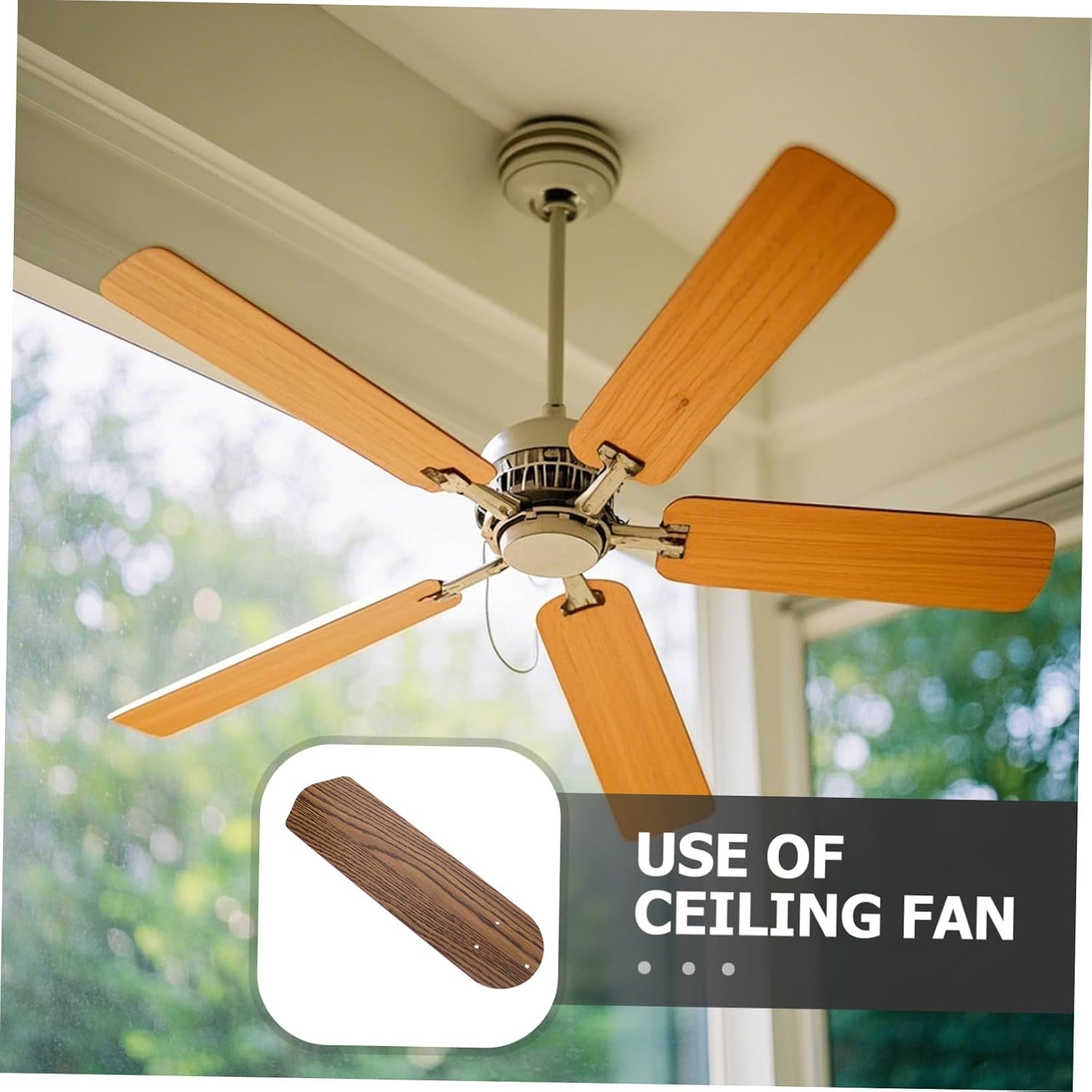 ULTECHNOVO Wood Grain Ceiling Fan Blade Replacement Plastic Fan Accessory Lightweight for Indoor Use Easy to Install and Clean Enhances Ventilation Cooling Effect