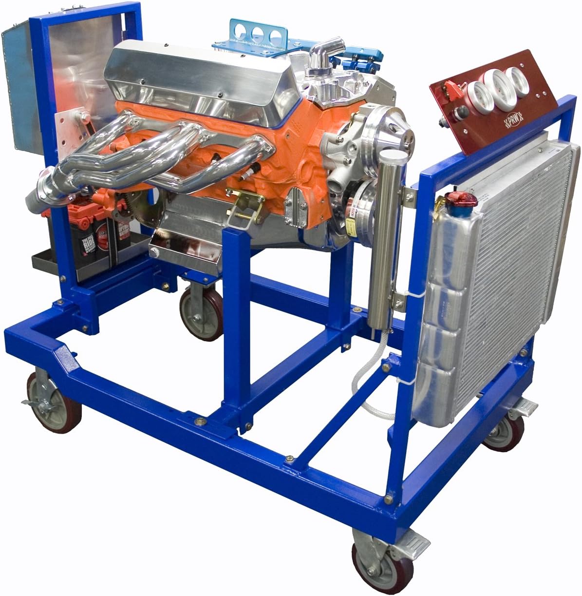 PRW 1300112 Blue Powder Coat Base Unit Racing Steel Engine Test Stand (ETS) with Short Block Adapter and Accessories Kit