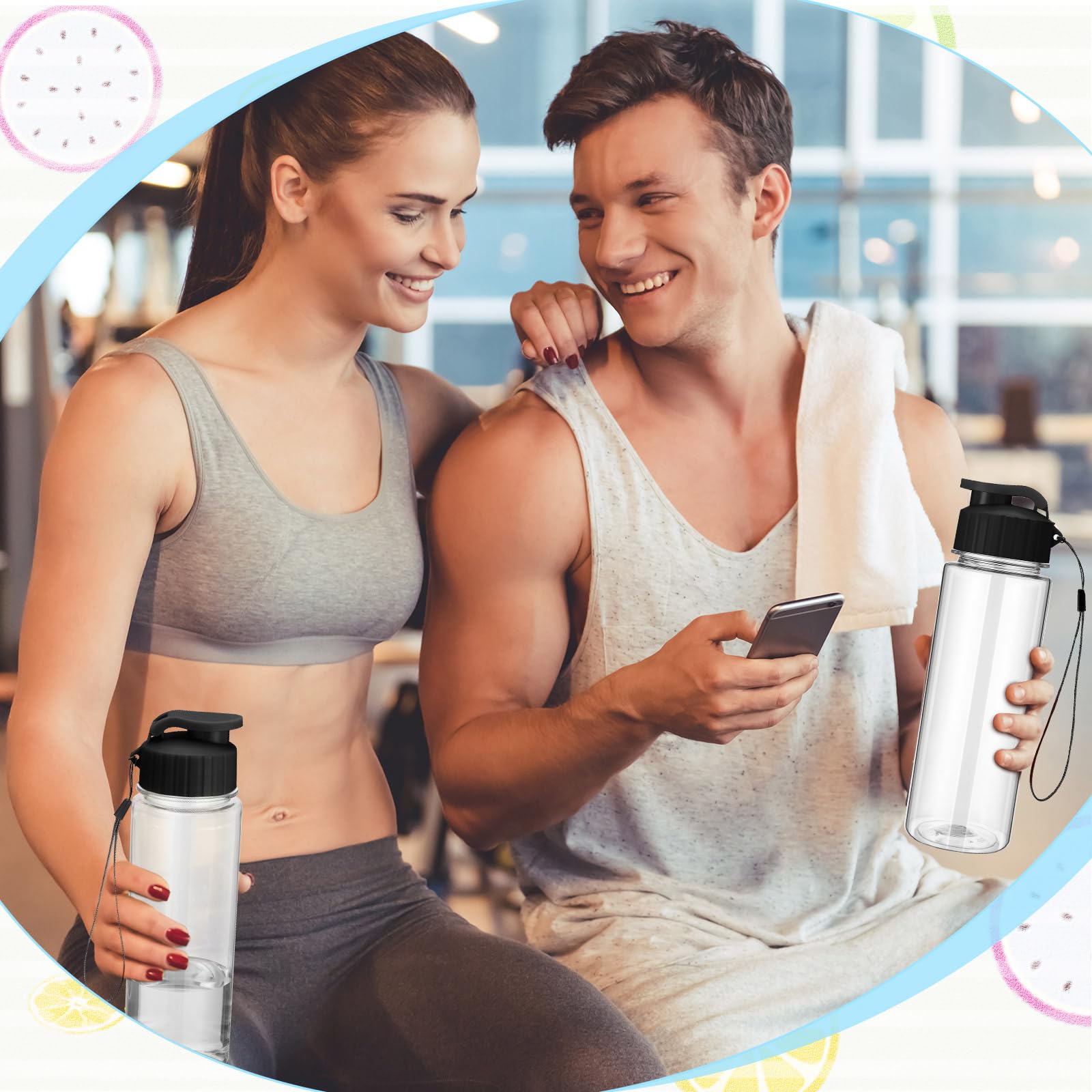 Pack 50 Botellas De Agua Reutilizables 17 Oz - Plástico, 5 Colores, Tapa Abatible Antifugas - Ideal Para Deporte, Escuela, Oficina