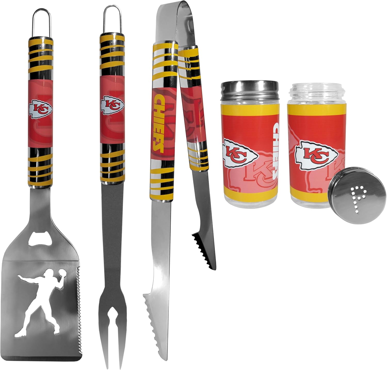 Siskiyou Sports NFL Kansas City Chiefs 3pc Tailgate BBQ Tools w/Shakers, Team Colors, One Size