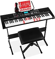 Best Choice Products 61-Key Electronic Keyboard Piano for Beginners - Lighted Keys, LCD Screen, Stand, Bench, Headphones, Teaching Modes