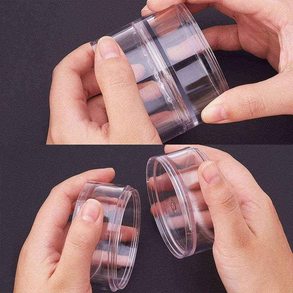 Barattoli rotondi in plastica trasparente con 5 scomparti – Contenitore per accessori per artigianato, gioielli, perline, cucito, pillole