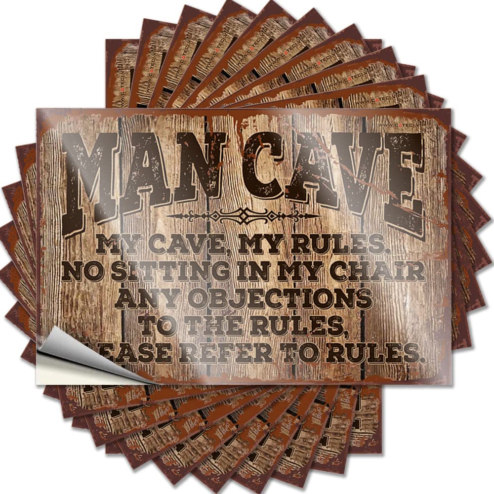 Friends Hat Sticker - Man Cave Rules Great Durable Sticker Easy Apply for Exterior Decor(12X18CM)