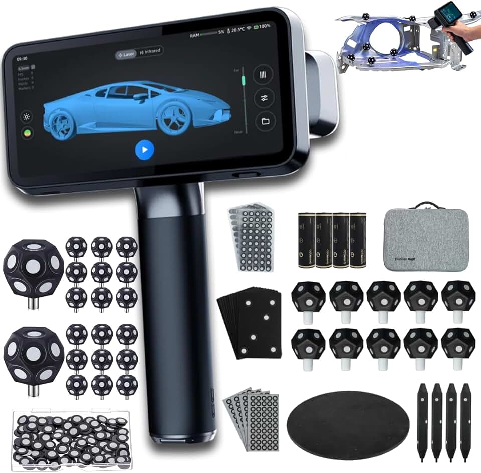 Shining3D [ EinScan Rigil Wireless 3D Scanner ] Built-in Computing, 0.04mm Accuracy, 0.05mm Resolution, 50 Laser Lines with Scanning Software for Reverse Engineering, Manufacturing, Art and Design