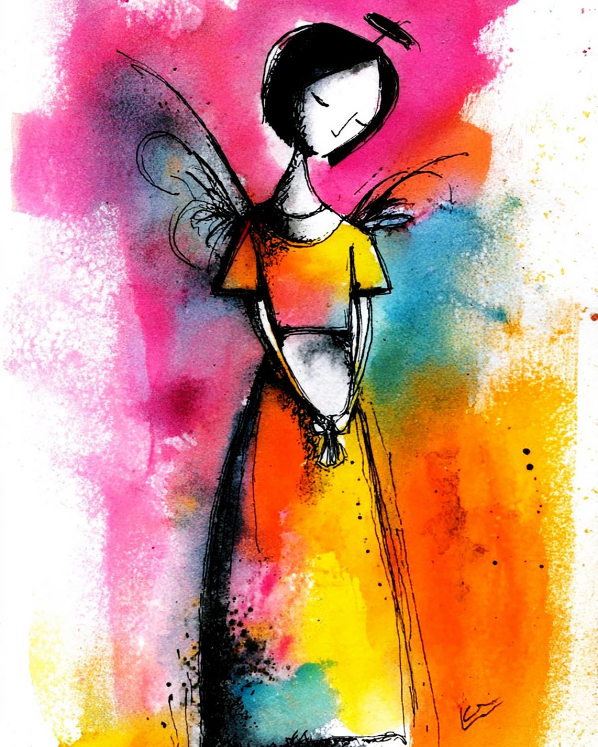 LIUBAISHI Paint by Numbers for Adults, Colourful Winged Angel, 40x50 cm Acrylic Canvas Kit
