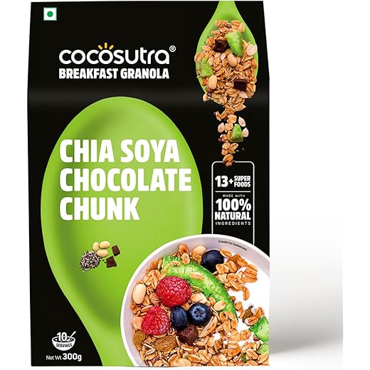Cocosutra Chia Soya Chocolate Chunk Breakfast Granola 300 g