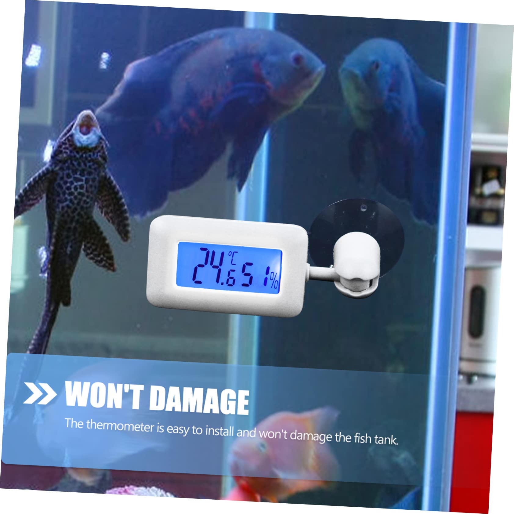 BESPORTBLE 4piezas Termómetro Digital De Reptiles Rotatorio Ventosa Medidor De Temperatura y Humedad Para Terrarios y Acuarios Pantalla Fácil Instalación Para Dragones Barbados y Otros