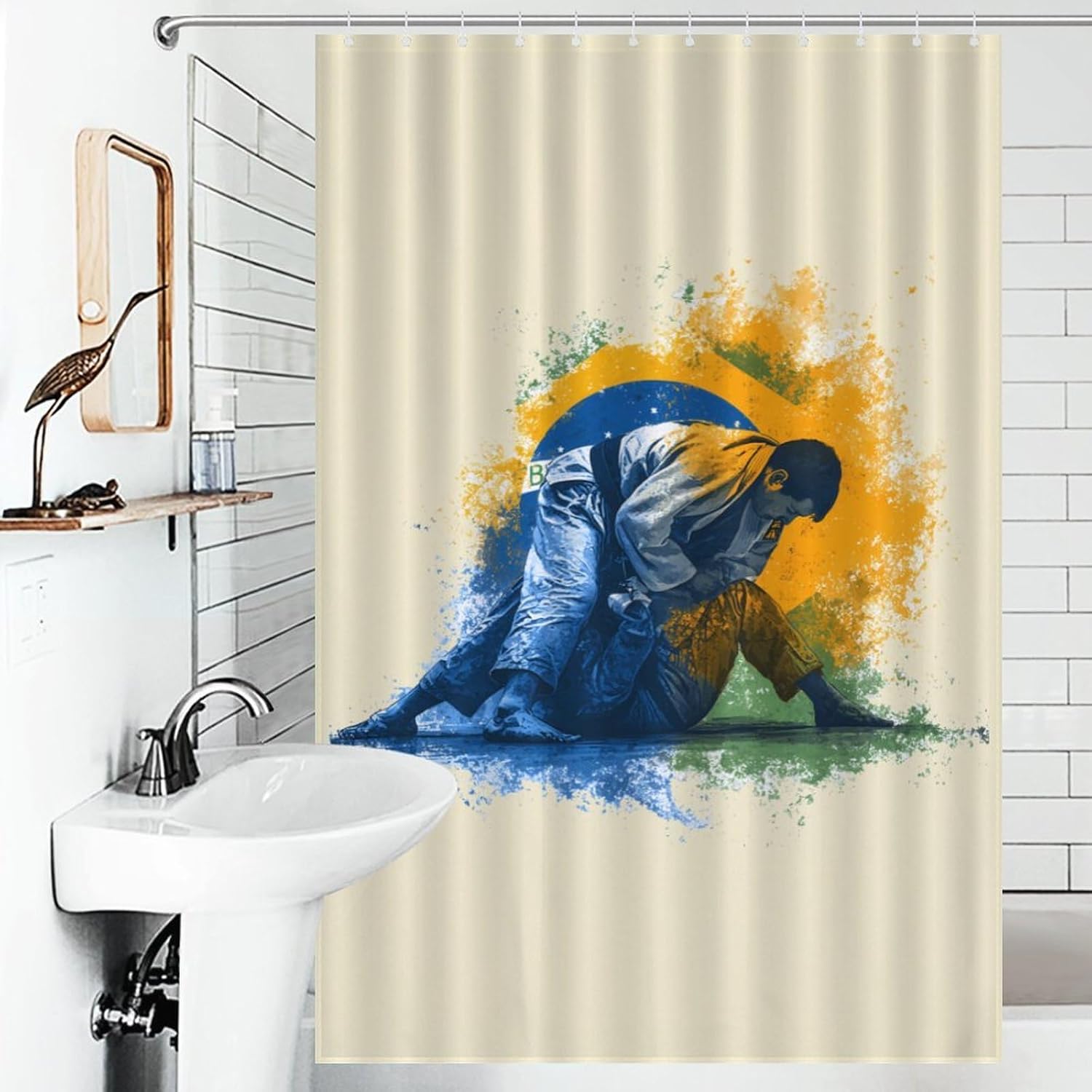 Brazilian Jiu-Jitsu Brazil Shower Curtain 46.85x70.87Inch（119x180cm） Polyester Bath Curtain Shower Curtains Printed Decorative