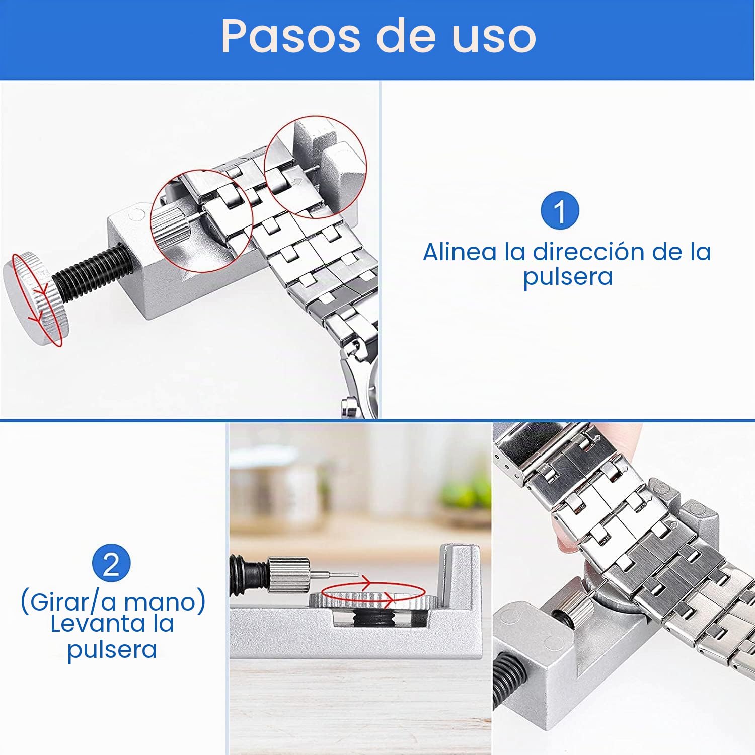 JOREST Kit de Reparación de Correas de Reloj, Ajusta y Cambia Correas, Quita Eslabones