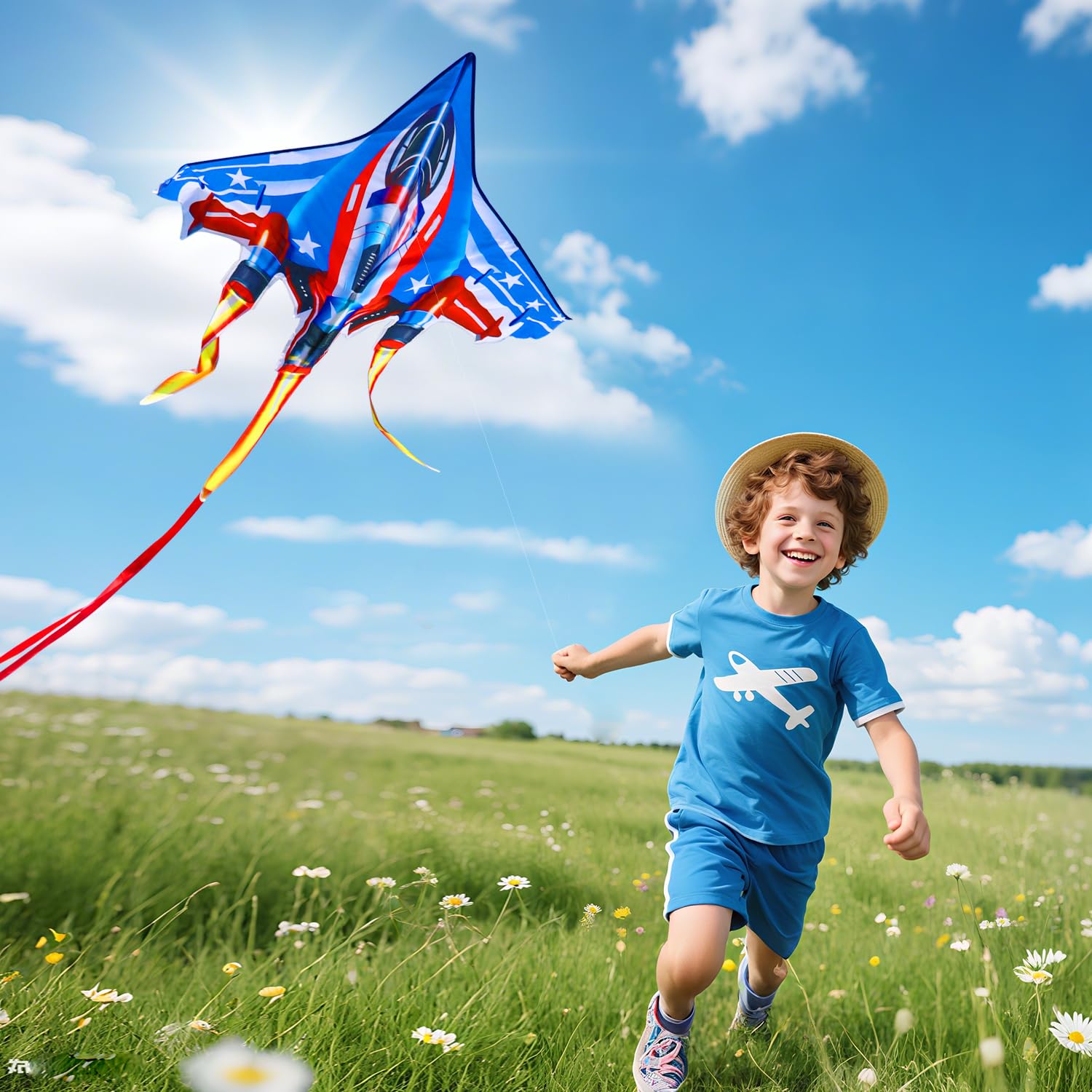 Cerf-volant de combat pour enfants et adultes – Cerf-volant d'avion durable pour garçons âgés de 8 à 12 ans et 4 à 8 ans avec bobine de ficelle de cerf-volant, grand cerf-volant d'extérieur facile à
