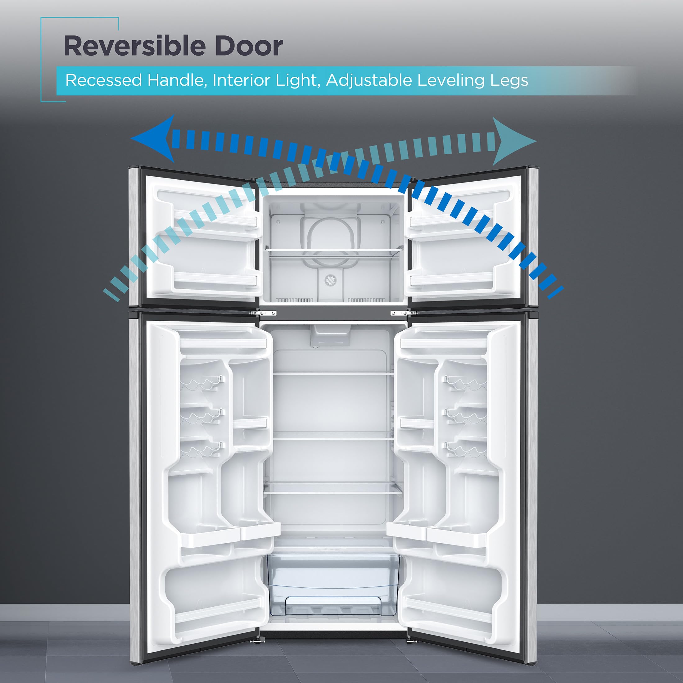 Black+Decker 12 Cu. Ft. Top Mount Refrigerator With Freezer, 2 Door Fridge With Top Freezer And Adjustable Temperature Control, For Homes And Apartments, Bda12glas, Stainless Steel Look on Fridge.com - View 6