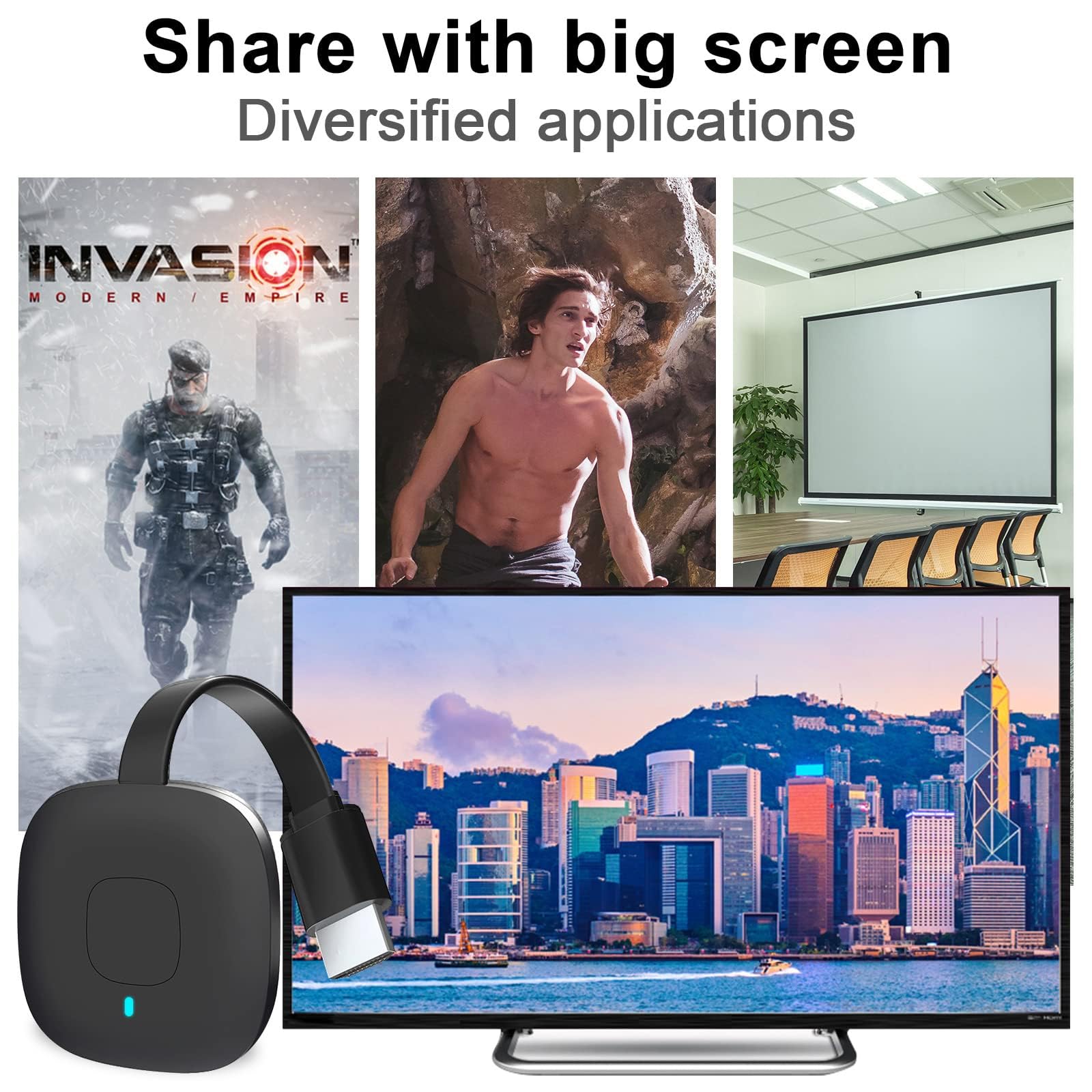 OBEST Wireless WiFi Display Dongle 4K,Adattatore Display HDMI,Dispositivo su Schermo WiFi HD 2.4G, Ricevitore di Streaming Video per Android/iOS/Windows/Mac/TV/Monitor/Proiettore