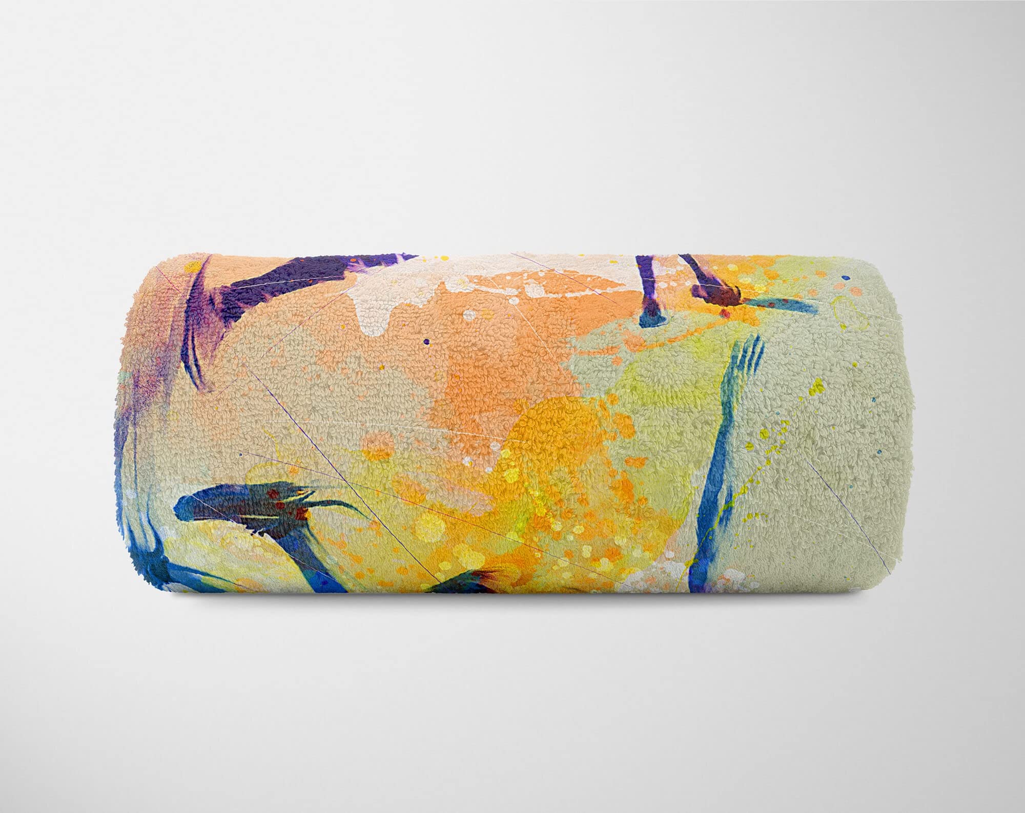 SplashArt Sport Handtuch Strandhandtuch Saunatuch Kuscheldecke Kunstvoll Staffellauf SPOR Größe 180 x 130 cm (Tagesdecke - Sherpa Flies)