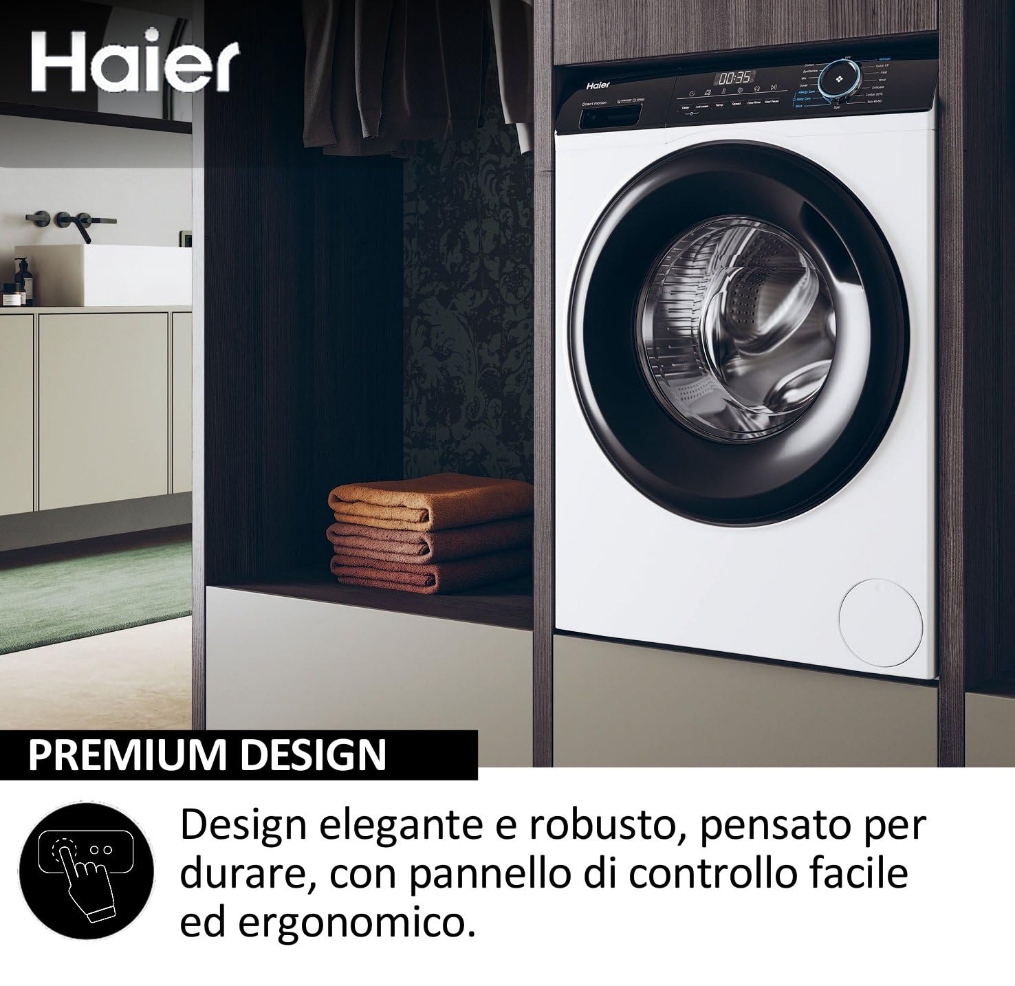 Haier I-Pro Serie 3, Asciugatrice 9 KG, Libera Installazione, Classe A ++, Vapore, Partenza Ritardata, I-Time, Bianco, AxLxP 85x59,5x66,5 cm - HD80-A2939-S