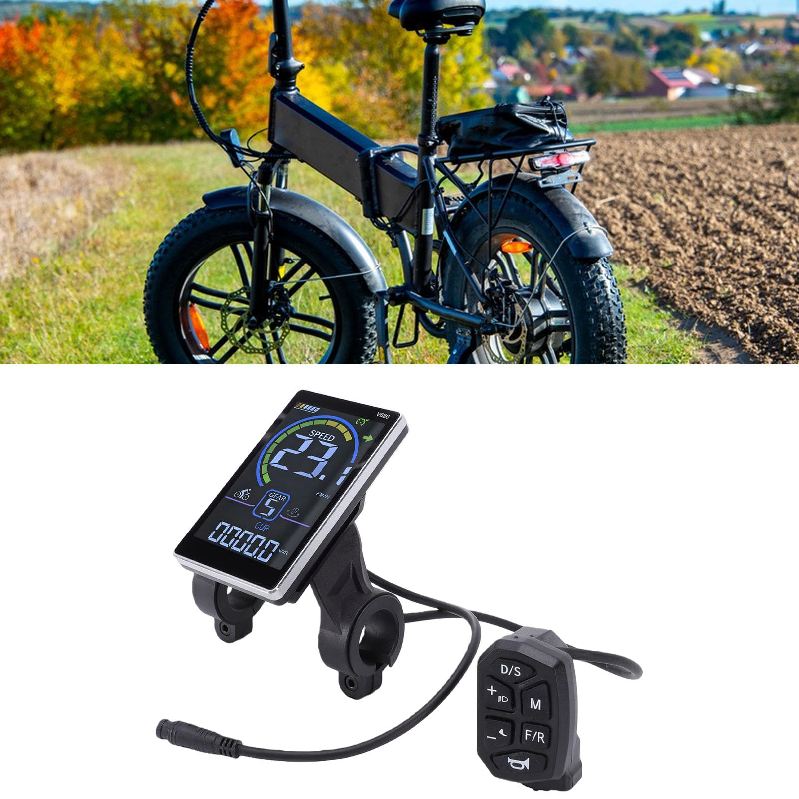 Elektrofahrrad-LCD-Display für Roller, Panel mit 6-poligem Anschluss, Kompatibel mit UART-Protokoll, 31,8 Mm oder 22,2 Mm Montageöffnung