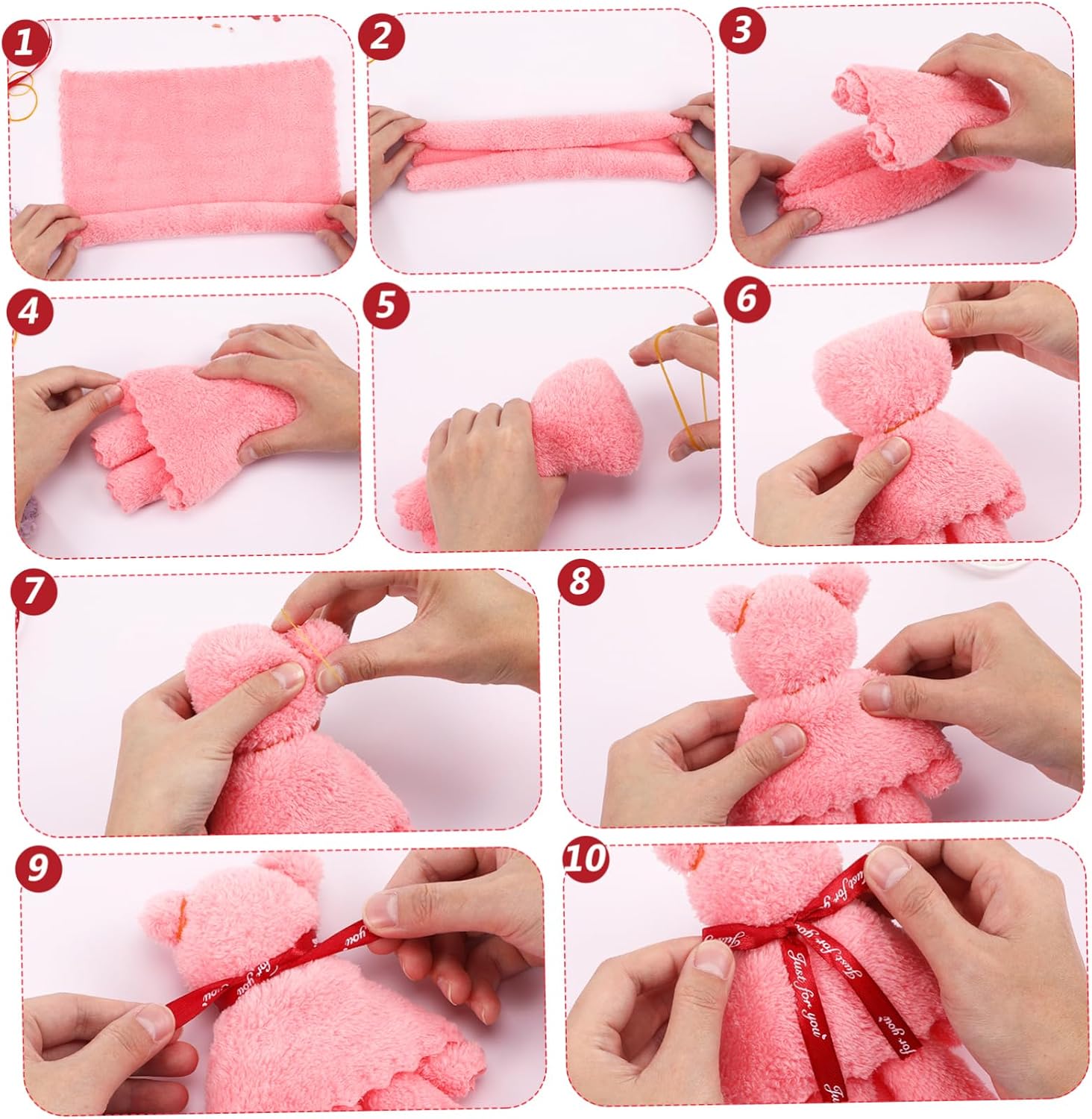Ipetboom 12 Pcs Bear Hand Towels & Face Cloths - Coral Fleece Towels for Bathroom, Home, Party & Makeup Cartoon Washcloth
