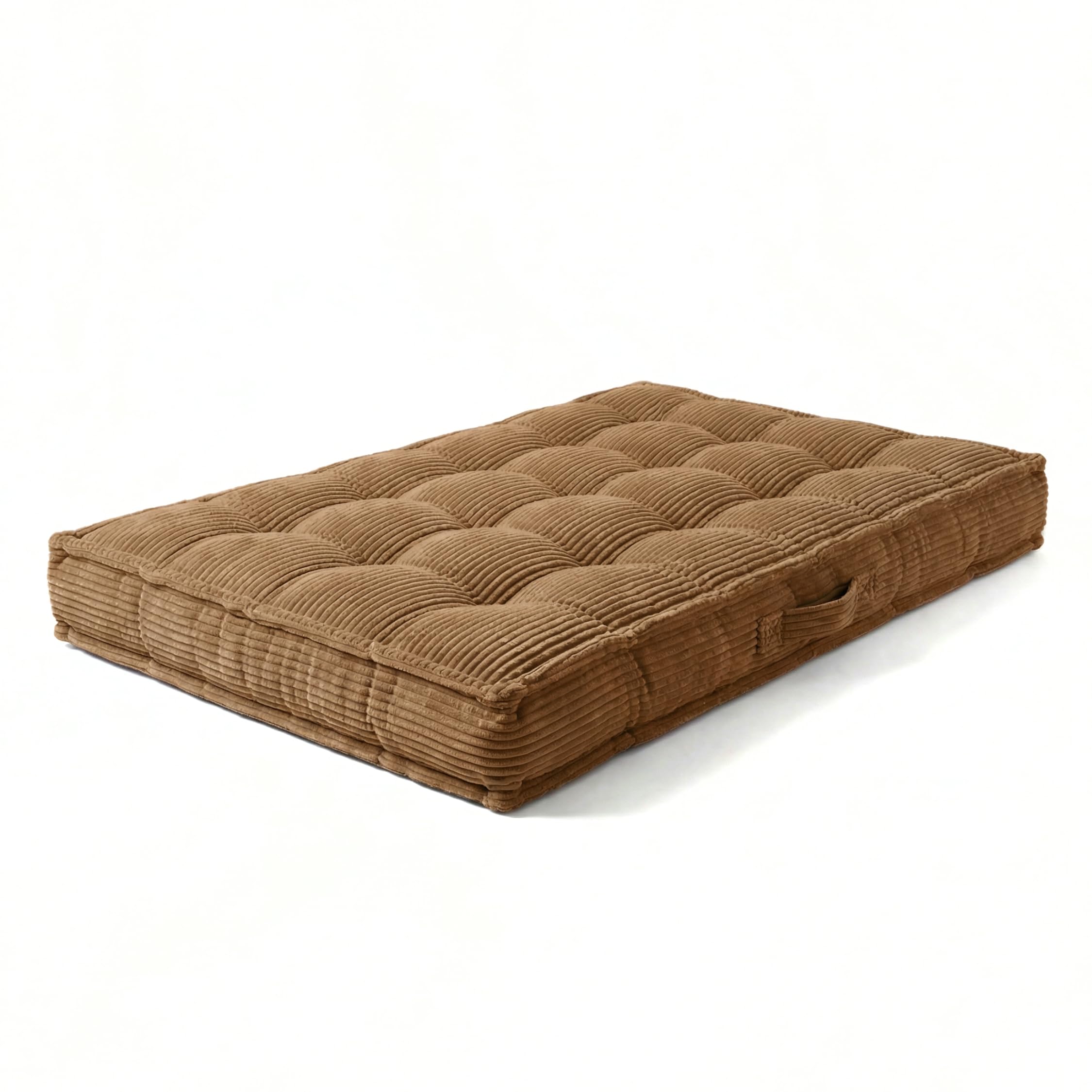 Gutekissen Französisch Gesteppte Kindermatratze 130x60x10 cm – Weiche Spiel- und Liegematte für Kinderzimmer, faltbar, gepolstert, stilvolles Design (Braun)