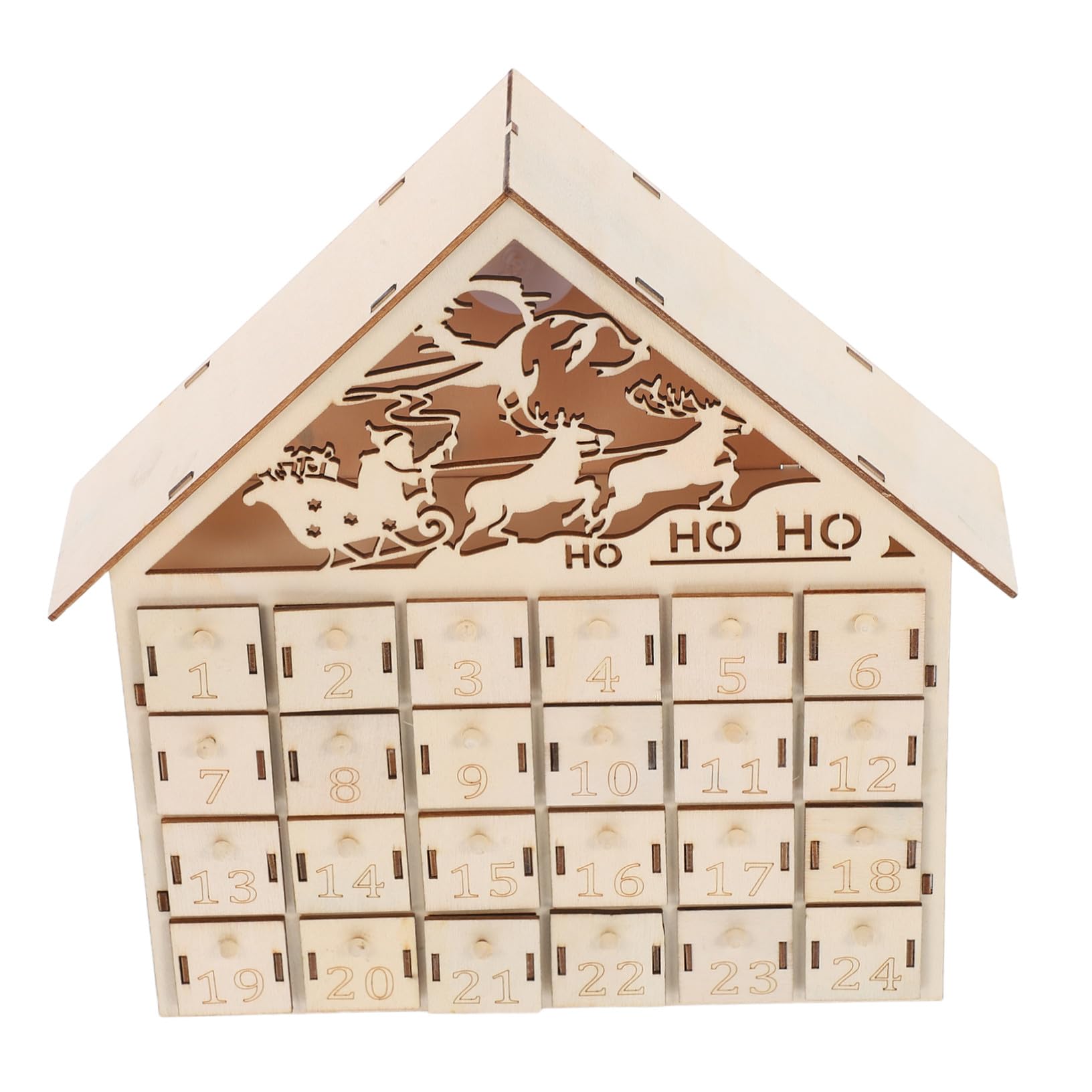 Anneome Holz Adventskalender Tage LED Beleuchtet Nachfüllbar Weihnachtscountdown Rustikales Tischdeko Festliches Dorf DIY Füllbare für Familienfreude