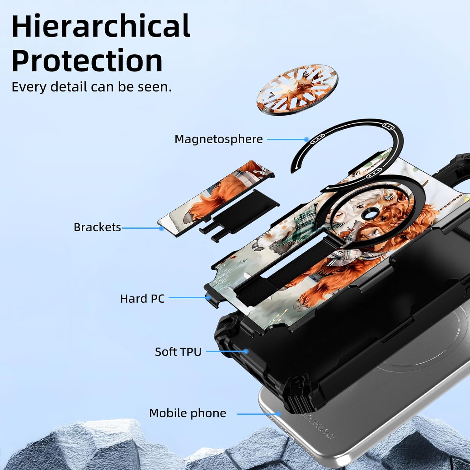 for Samsung Galaxy S25/S24 Case, Heavy Duty Dual-Layer Shockproof Bumper Cover, Magnetic Back & Kickstand, Wrist Strap, Rugged Protective Phone Case for S25/S24, Cute Highland Cows