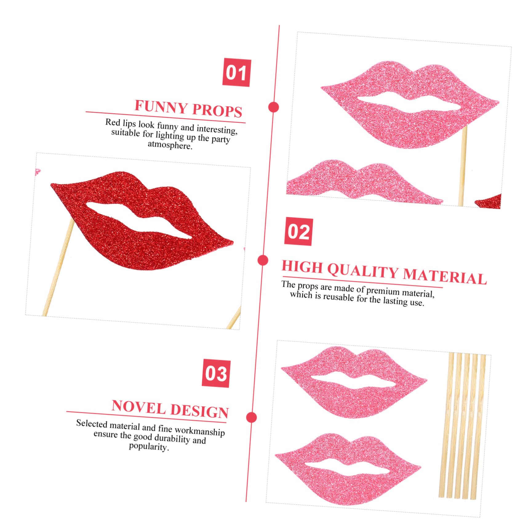 3 Sätze Teiliges Party Photo Props Handheld Lustige Rote Lippen Foto Requisiten Für Hochzeit Geburtstag Familienfeier Kreative Fotokabine Dekoration 40 Stück * 3