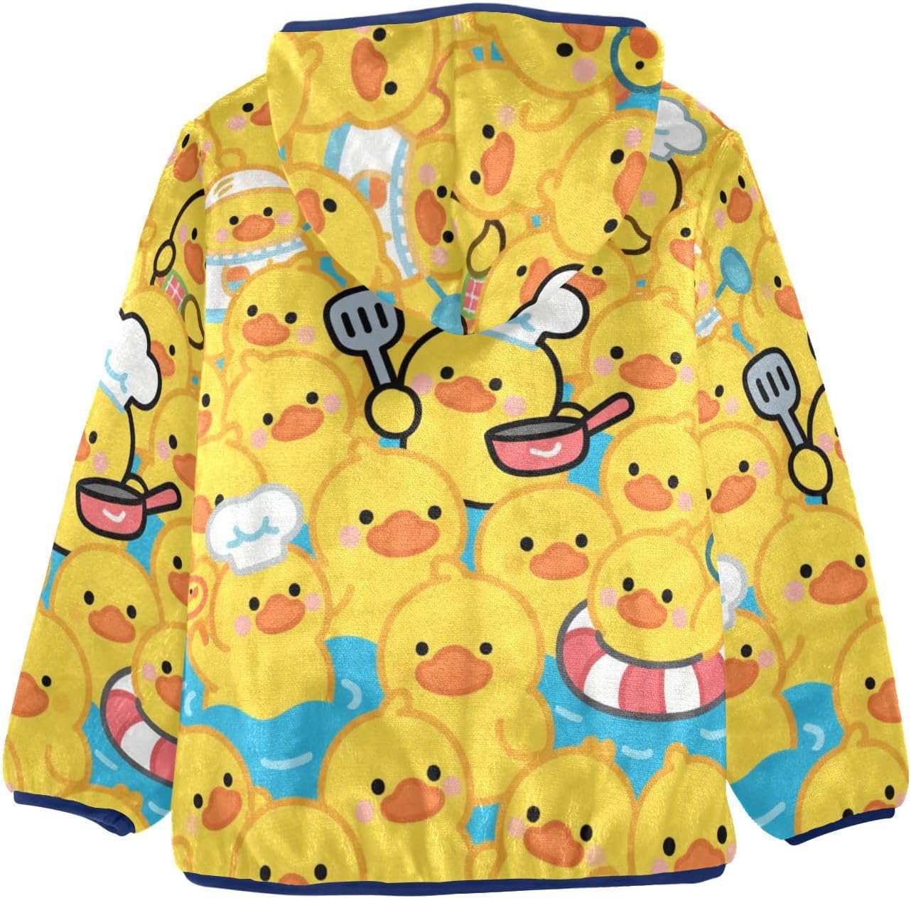 Cartoon Cute Duck Yellow Toddler Winter Jackets Children Plush Outerwear Navy Blue Baby Boys Hoodie