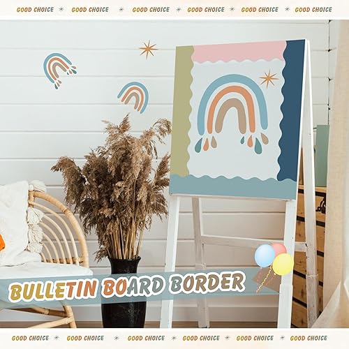 Miniatura 6 de Containlol Tablero de anuncios de color bohemio de 118 pies, bordes de verano para tablón de anuncios para el regreso a la escuela, aula, oficina,