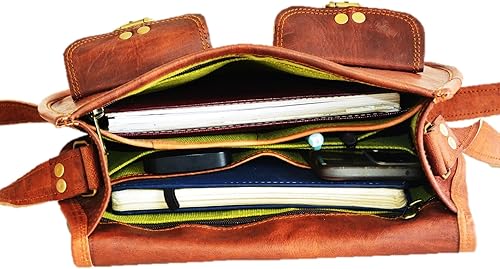 Miniatura 5 de Satchel And Fable Bolsos cruzados de cuero de 13 pulgadas para mujer, estilo vintage, genuino, hobo hecho a mano, marrón, bolso de hombro para