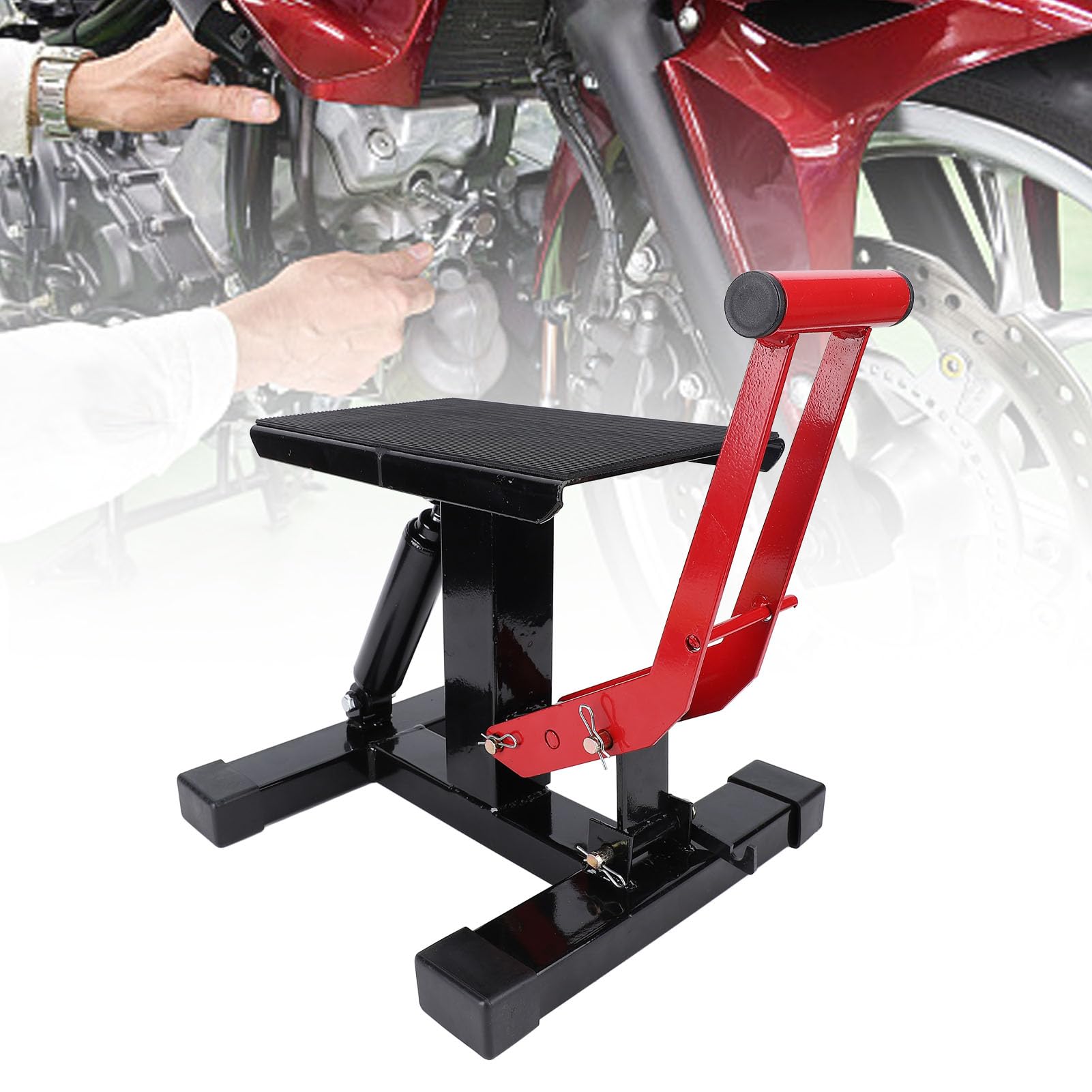 Podnośnik Hydrauliczny Motocyklowy z regulowaną wysokością i Udźwigiem 330 Funtów Zapewniający bezpieczną konserwację w Terenie
