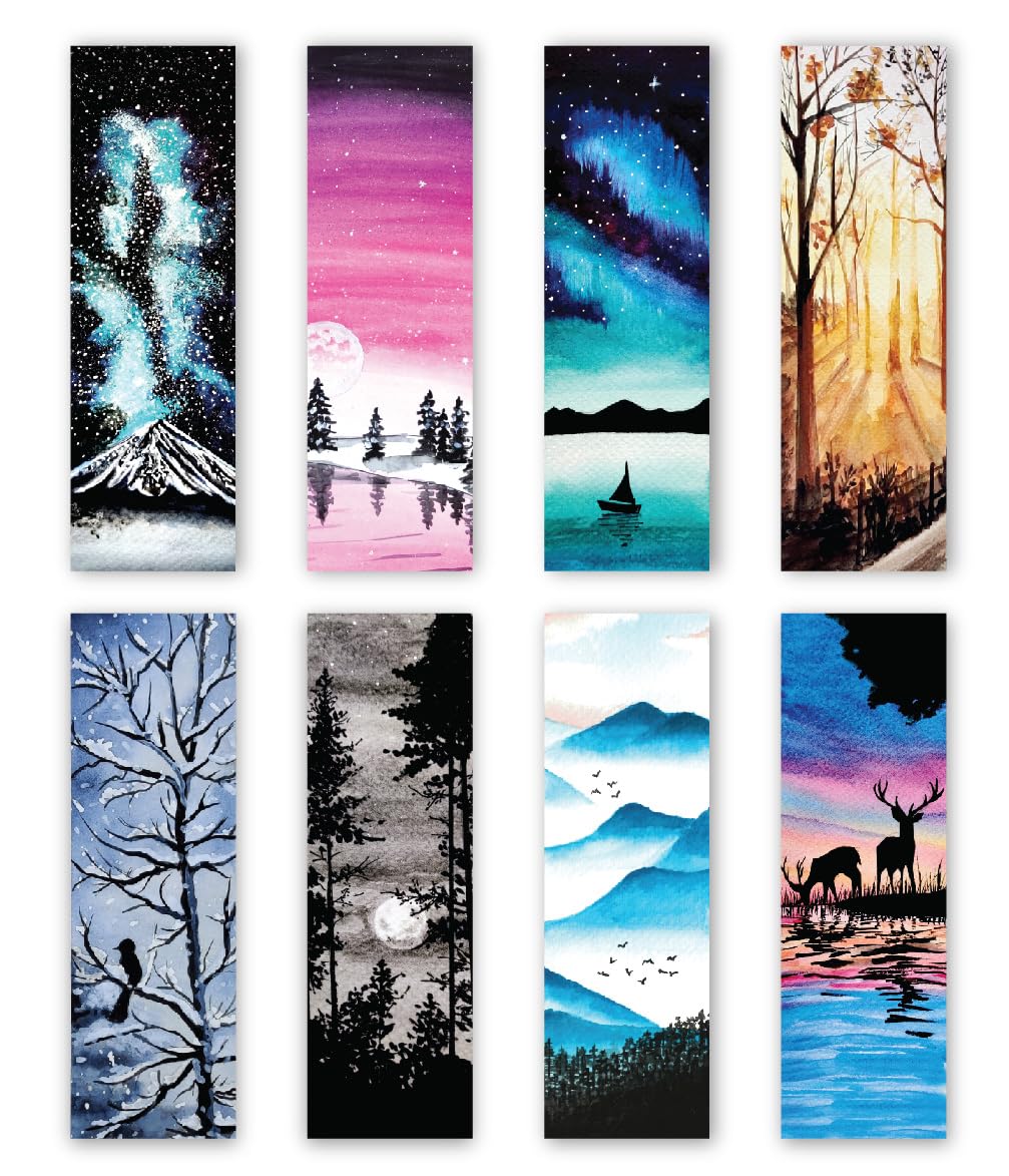 Antara Wilderness Bookmarks with Quotes | Digitised Handpaintings | Laminated Matte Finish| Best Gift for Readers for Books and notebooks (Classic Bookmark Set of 8)