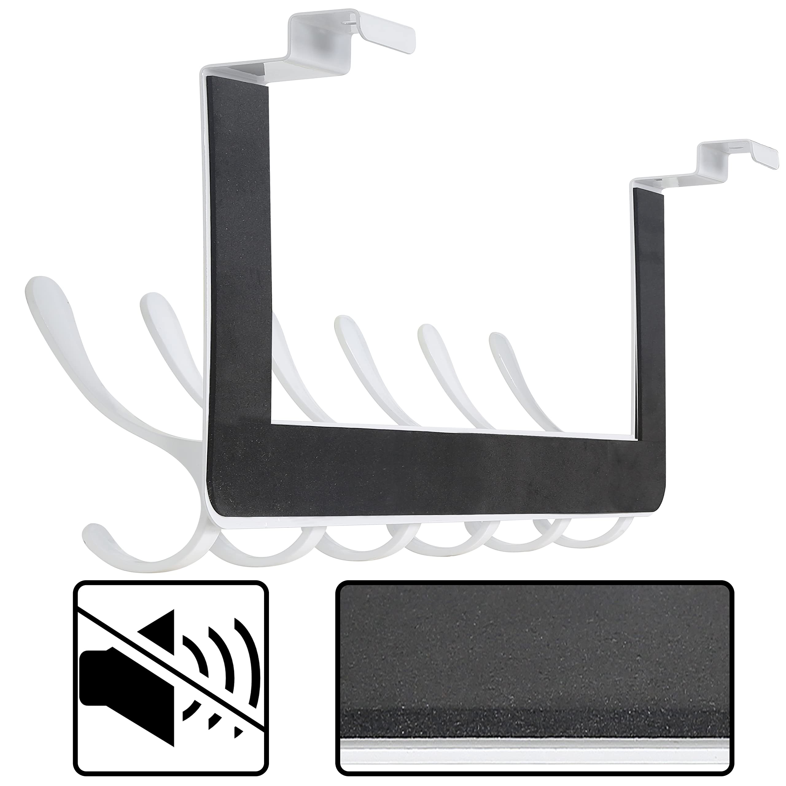 SKOLOO Crochet de porte à suspendre, crochet de porte en métal sans perçage, porte-manteau pour porte, porte-serviettes, blanc