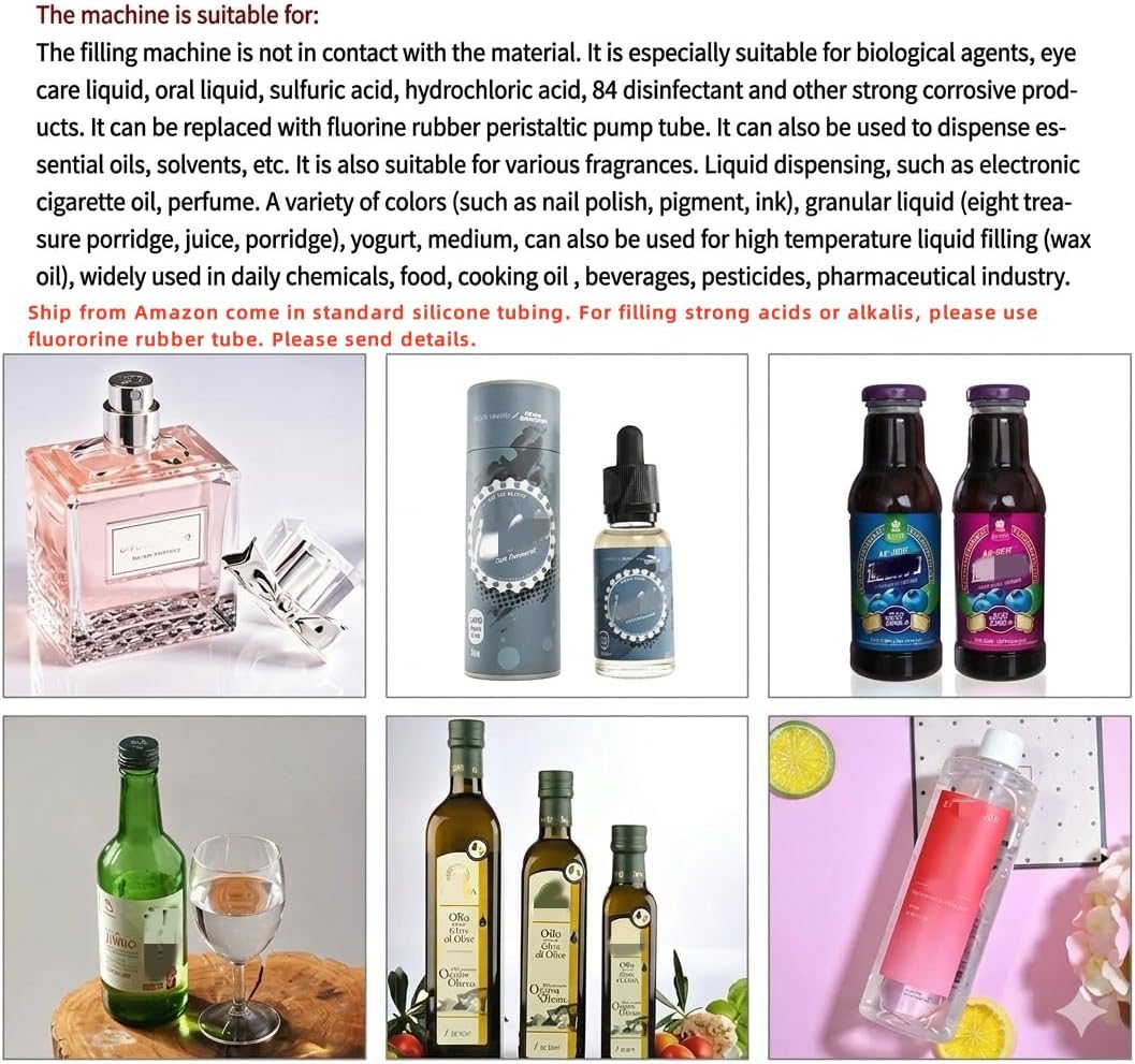ZONEPACK Liquid Filling Machine Automatic Digital Control 0.5ml to 650ml Bottle Water Drink Filler (Peristaltic Pump)