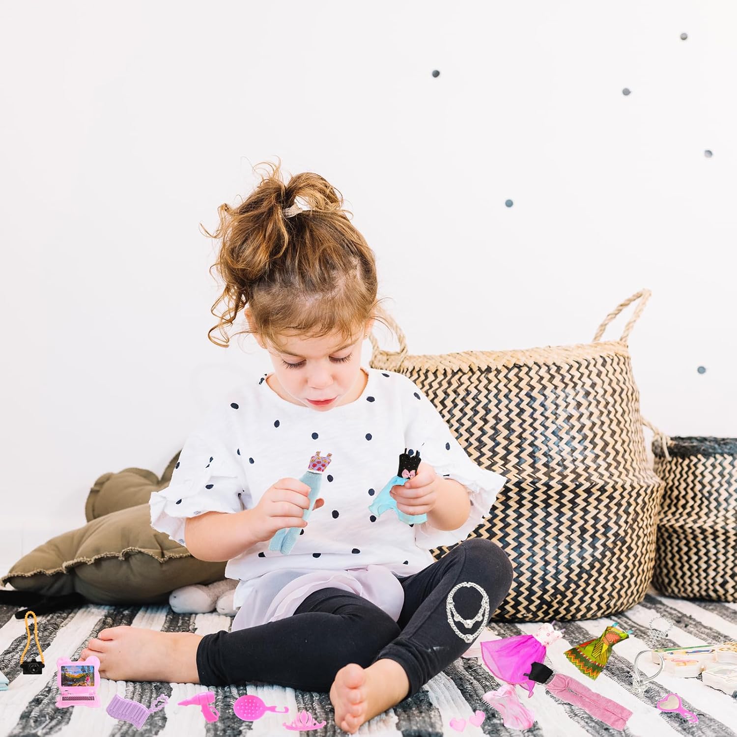 ENOCHT 51 PCS Doll Clothes and Accessories Including Fashion Dresses, Tops and Pants Outfits, Party Dresses, Swimsuits Bikini 38 PCS Shoes Hangers and Other Accessories for 11.5 inch Dolls