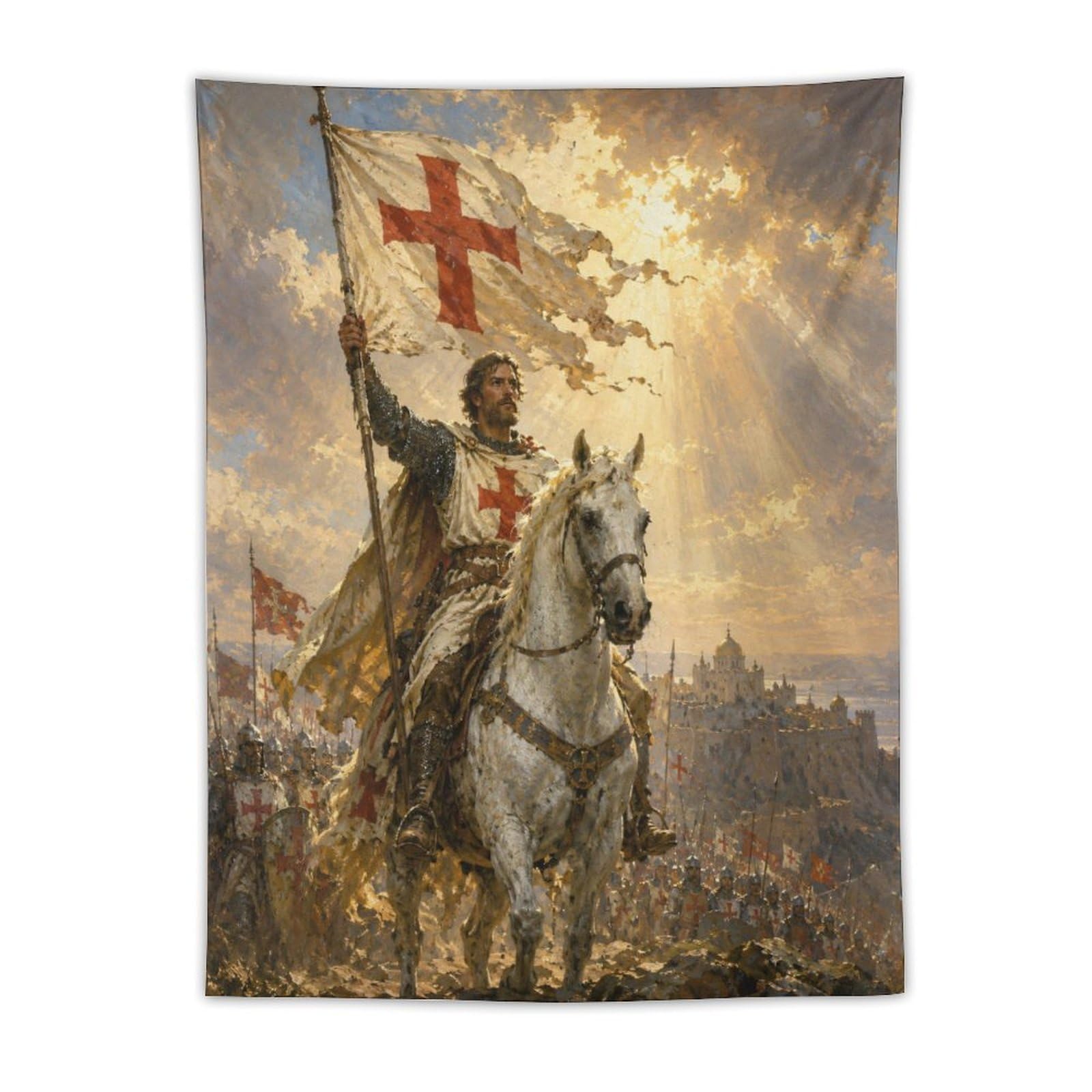 W7C8U2X3 Crusader Knight Wall Tapestry, Renaissance Art, College Dorm