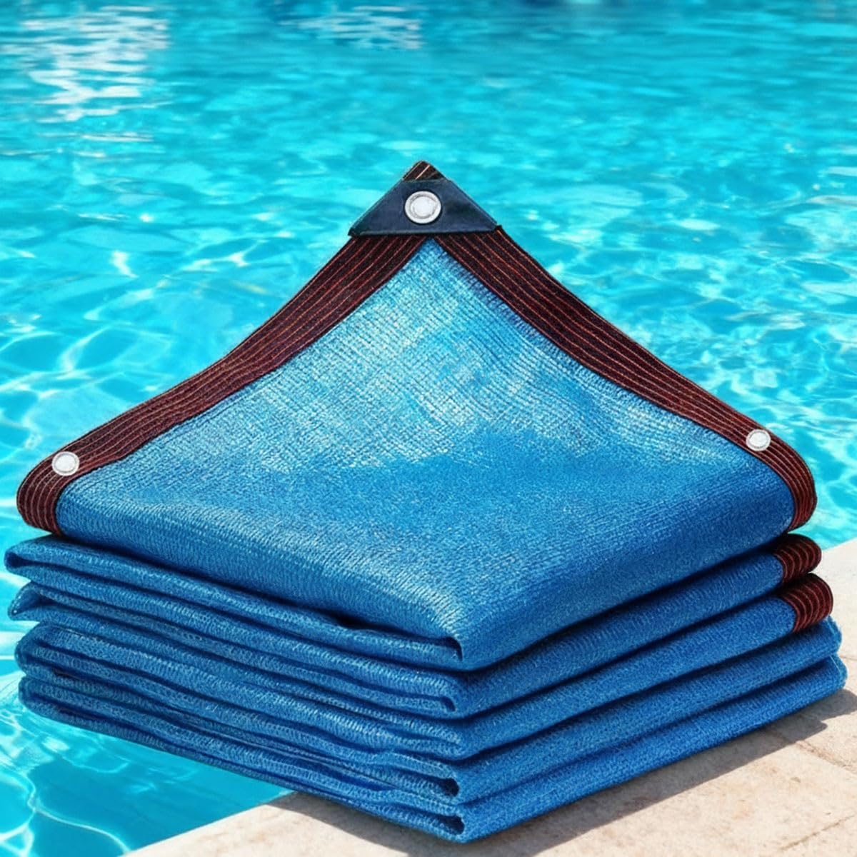 Red antihojas para Piscina,Cubierta de Red Rectangular de Hojas para Piscina Malla Fina Cobertor Piscina Invierno con Ojales Evita Hojas y Suciedad Granulada(Blue,5x5m(16.4x16.4ft))